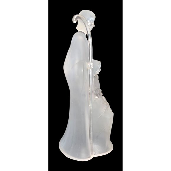 Vtg Frosted Glass Nativity Figurine Joseph Mary & Baby Jesus 11.5" Tall - Picture 5 of 6